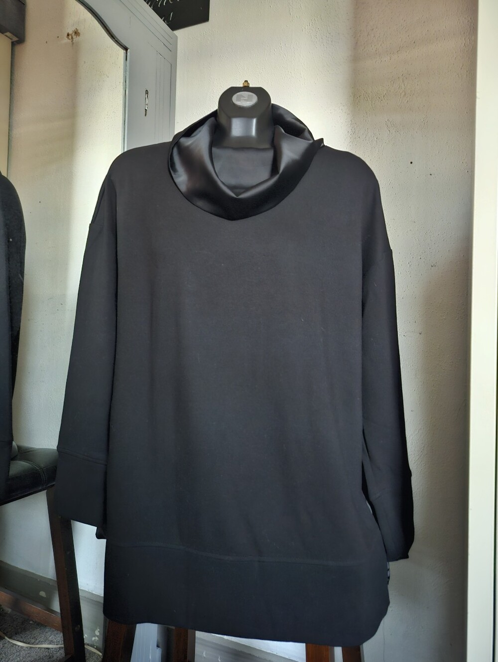 Jones New York  Black Funnel Neck Sweater with side Zippers Size S